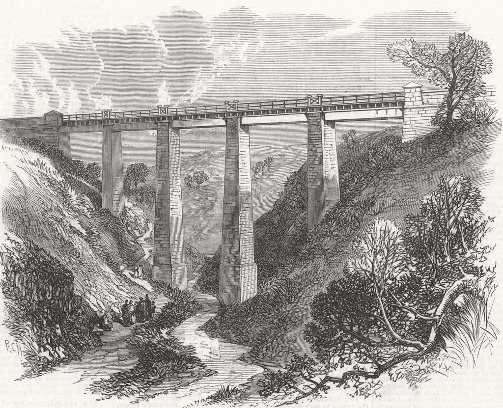SCOTLAND. Daff Viaduct, Greenock & Wemyss Railway 1866 old antique print